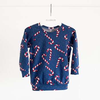 Blue Candy Canes Lightweight Christmas Sweater, 3 of 6