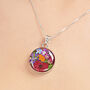 Real Flower Necklace Round Pendant With Sterling Silver Chain And Gift Box. Six Designs, thumbnail 1 of 12