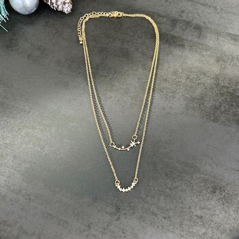 Gold Tone Cz Crystal Two Layer Necklace, 2 of 4