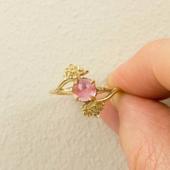 Cherry Blossom Pink Tourmaline And Diamonds Ring, 4 of 12