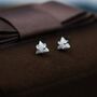 Opal Triangle Stud Earrings In Sterling Silver, thumbnail 3 of 12