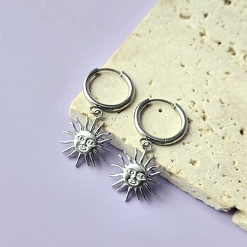 Sun Face Hoop Earrings, 3 of 6