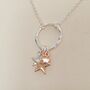 Silver Plated Necklace ~ Gold, Rose Gold + Silver Stars, thumbnail 3 of 7