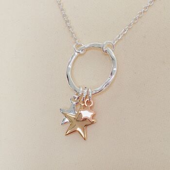 Silver Plated Necklace ~ Gold, Rose Gold + Silver Stars, 3 of 7