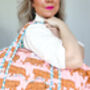 Quilted Weekend Bag | Powder Pink Tiger, thumbnail 2 of 7