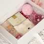 Personalised Stemless Glass Relaxing Pink Treat Gift Box Hamper, thumbnail 5 of 10