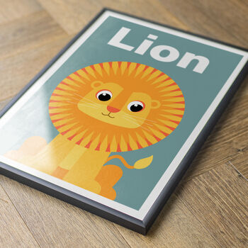 Personalised Kids Lion Art Print, 4 of 7