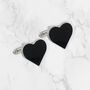Heart Shaped Enamel Cufflinks In Black And Silver, thumbnail 2 of 2