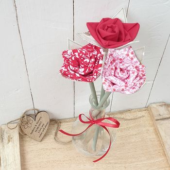 Personalised Cotton Anniversary Roses With Vase And Tag, 5 of 7