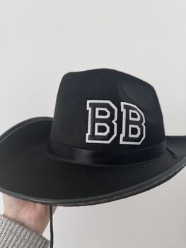 Personalised Black Cowboy Hat With Initials Or Numbers, 2 of 4