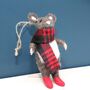 Felt Mouse With Tartan Plaid Scarf, thumbnail 3 of 3
