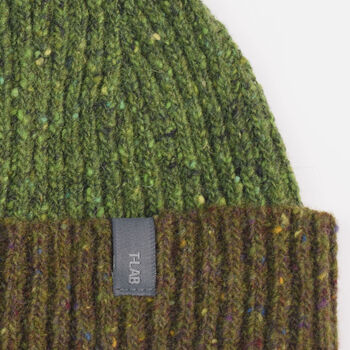 T Lab Bob Green Donegal Wool Bobble Beanie Hat, 2 of 7