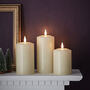 Set Of Three Rechargeable Tru Glow Wax Pillar Candles, thumbnail 1 of 11