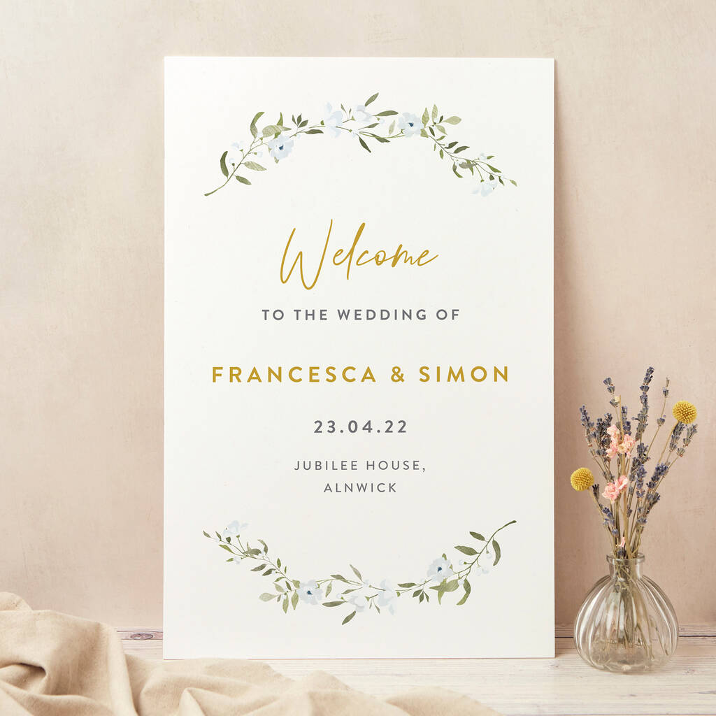 Spring Flowers Wedding Welcome Sign, 1 of 3