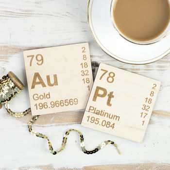 Pair Of Wooden Periodic Table Coasters, 2 of 4