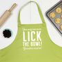 'Lick The Bowl' Personalised Kids Apron, thumbnail 2 of 8