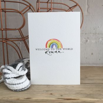 Welcome To The World Personalised Rainbow Greeting Card, 3 of 9