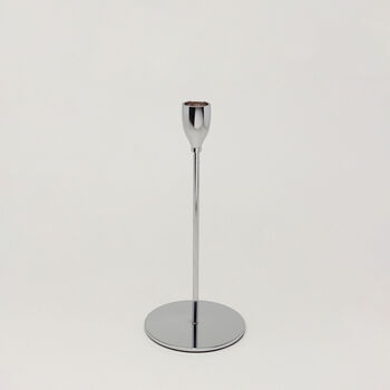 G Decor Verro Set Of Three Modern Silver Stainless Steel Candle Holders Sleek Weighted Dinner Candlesticks, 3 of 5