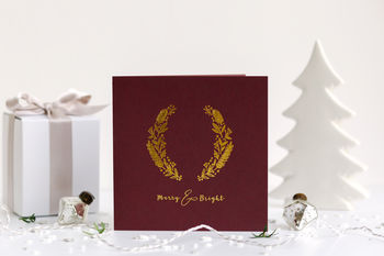 Luxury Hot Foil Burgundy And Gold Christmas Card, 2 of 2