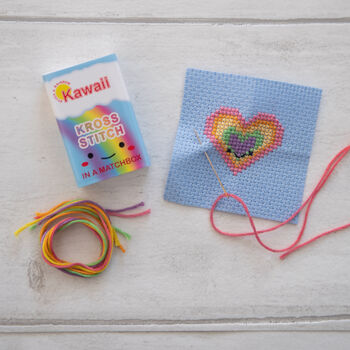 Kawaii Rainbow Heart Mini Cross Stitch Kit, 2 of 9