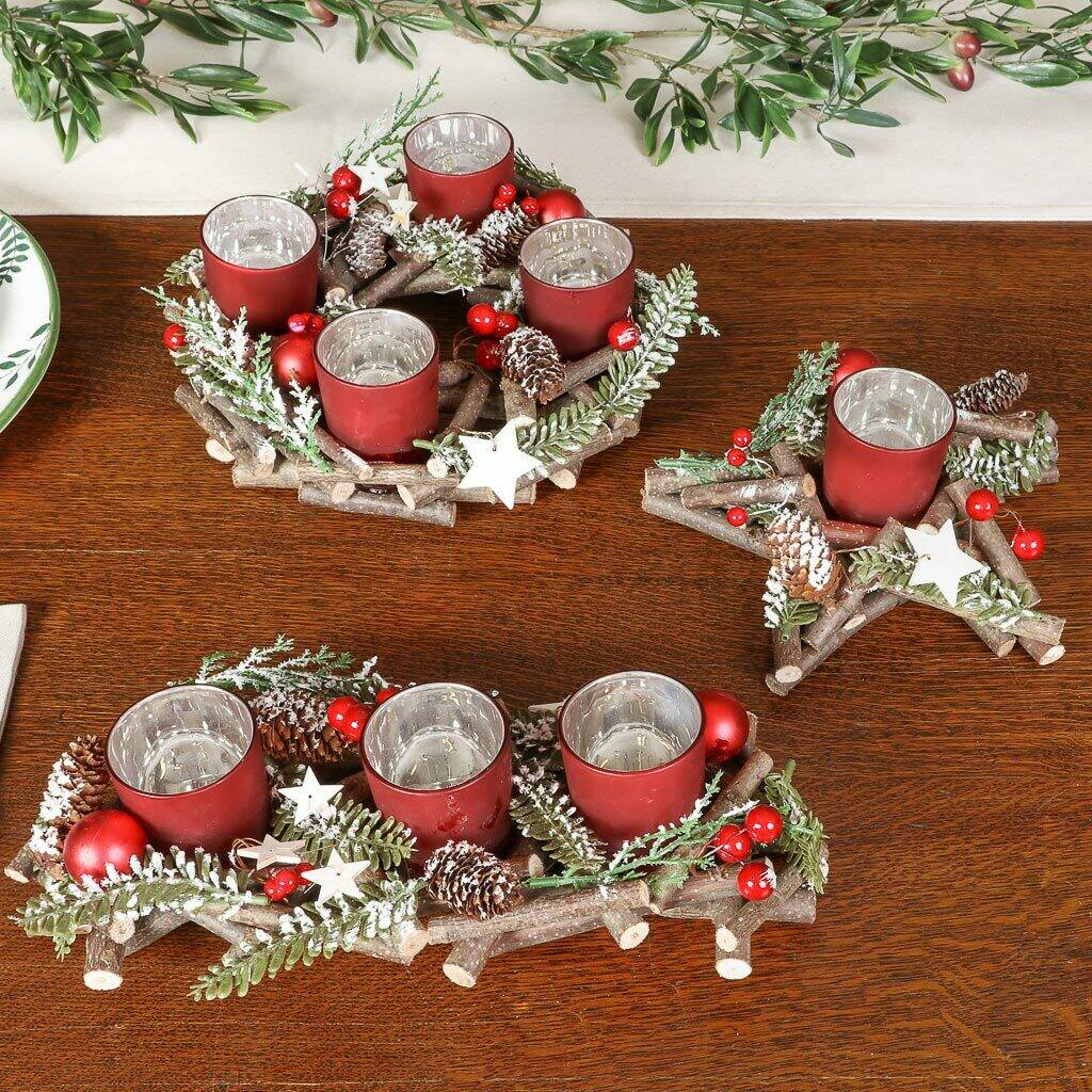 Country Christmas Candle Holders By Dibor