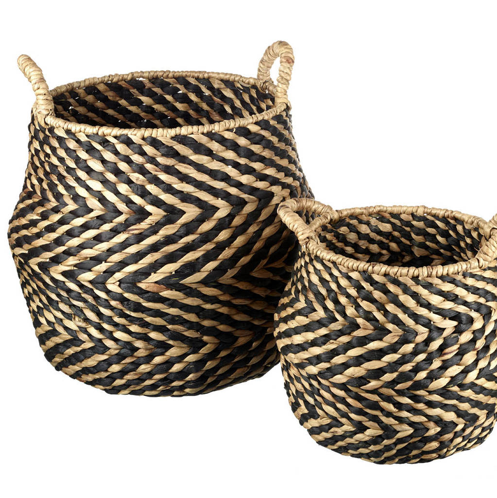 Two Tone Woven Seagrass Storage Basket By Ella James 