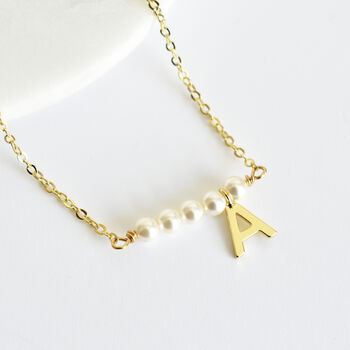 Asymmetric Pearl Bar Initial Necklace, 8 of 10
