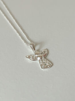 Sterling Silver Filigree Angel Pendant Necklace, 7 of 9