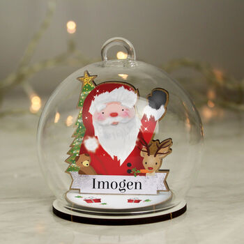 Personalised Wooden Santa Glass Bauble, 4 of 4