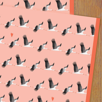 Pink Storks New Baby Wrapping Paper Two Sheets, 3 of 5