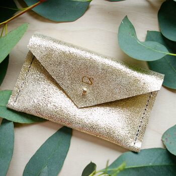 Personalised Gold Leather Card Holder, 3 of 12