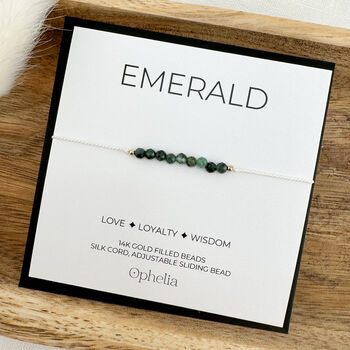 Emerald Silk Bracelet May Birthstone Jewellery, 4 of 6
