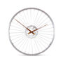 Skandi Bike Wheel Clock With Wooden Hands And Brake Disc, thumbnail 2 of 2