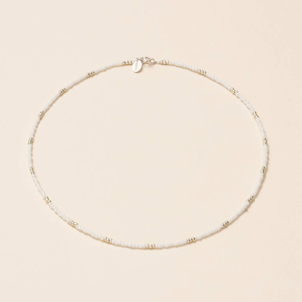 White Simple Beaded Necklace, 1 of 7