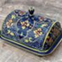 Handpainted Navy Patterned Butter Dish, thumbnail 1 of 5