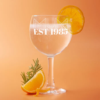 Personalised Mum Est. Retro Font Mother's Day Gin Glass, 4 of 6