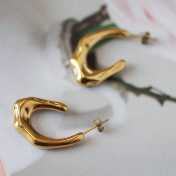 Organic Gold Hoop Earrings, 5 of 6