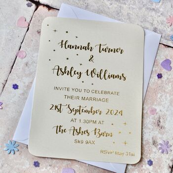 Gold Foil Wedding Star Invitation, 2 of 5