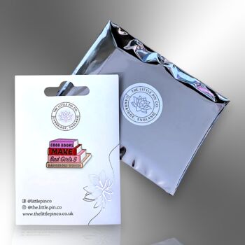 Good Books Make Bad Girls Feminist Enamel Pin, 5 of 8