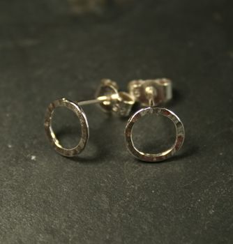 Hammered Circle Stud Earrings, 2 of 5