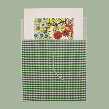 Reusable Organic Gingham Eco Envelope Square | Sage Green, 3 of 5