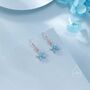 Sterling Silver Turquoise Blue Cz Flower Drop Dangle Earrings, thumbnail 3 of 11