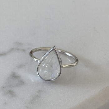 Large Statement Sterling Silver Teardrop Moonstone Ring, 3 of 5