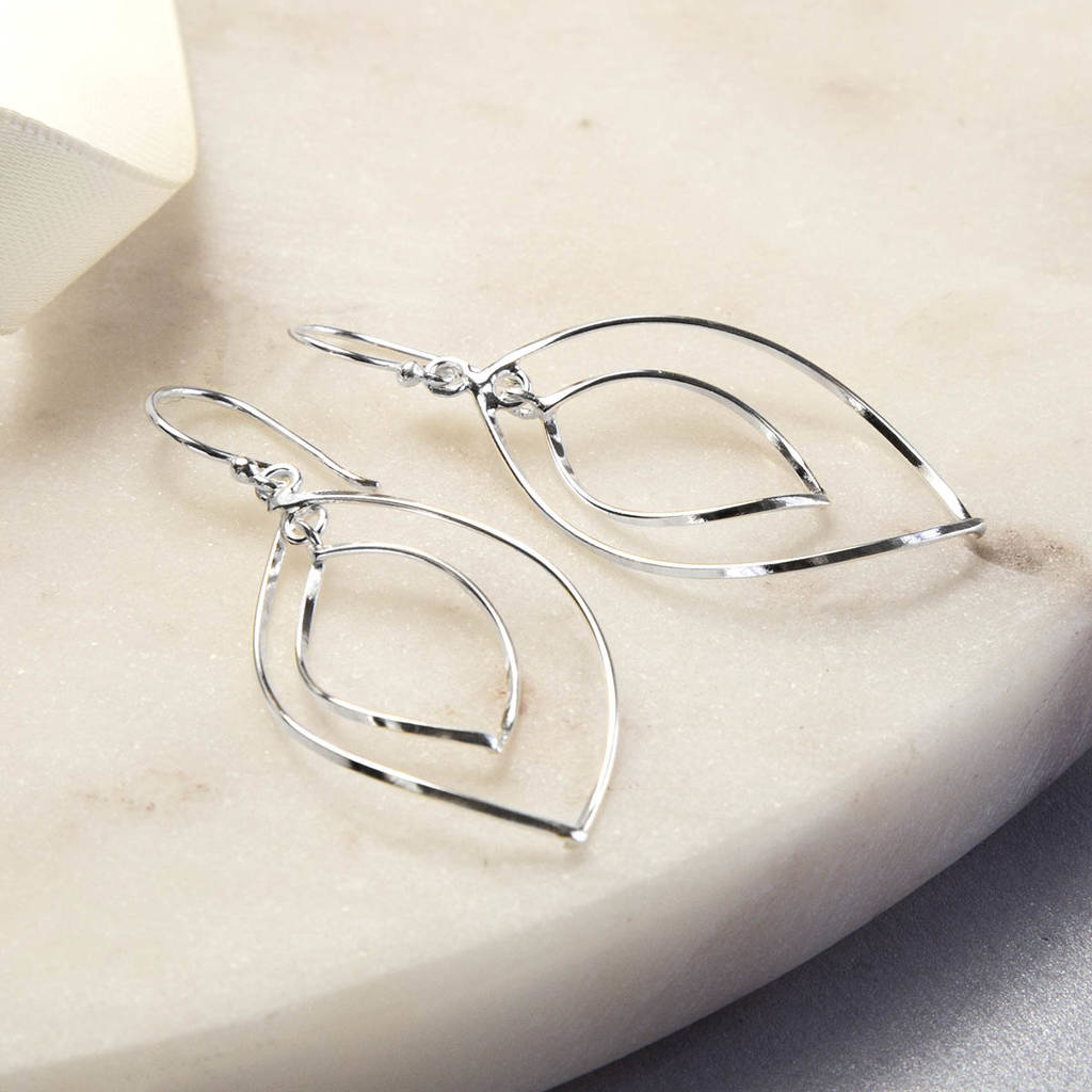 Sterling Silver Wire Ellipse Earrings, 1 of 4