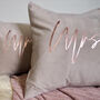 Mr And Mrs Personalised Velvet Scatter Cushion Set, thumbnail 3 of 8