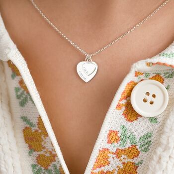 Sterling Silver Double Heart Personalised Necklace, 2 of 12