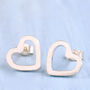 Silver Heart Earrings. Geometric Studs, thumbnail 6 of 10