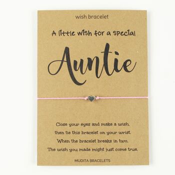 Wish For A Special Auntie Heart Charm Wish Bracelet, 3 of 4