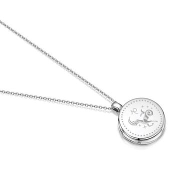 Personalised 925 Sterling Silver Round Zodiac Locket, 3 of 12