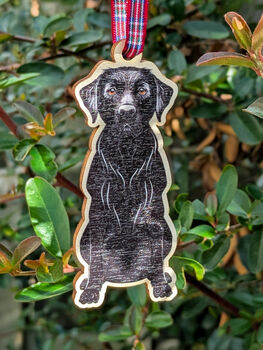 Black Labrador Dog Hanging Wooden Christmas Decoration, 5 of 5
